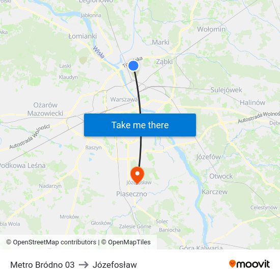 Metro Bródno 03 to Józefosław map