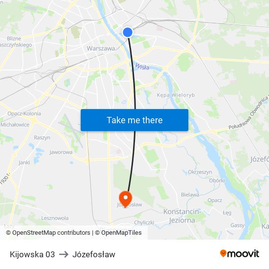 Kijowska to Józefosław map