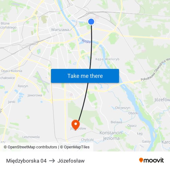 Międzyborska 04 to Józefosław map