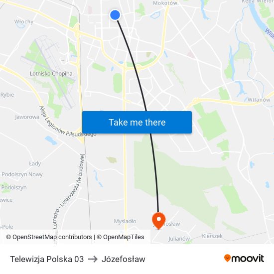 Telewizja Polska 03 to Józefosław map