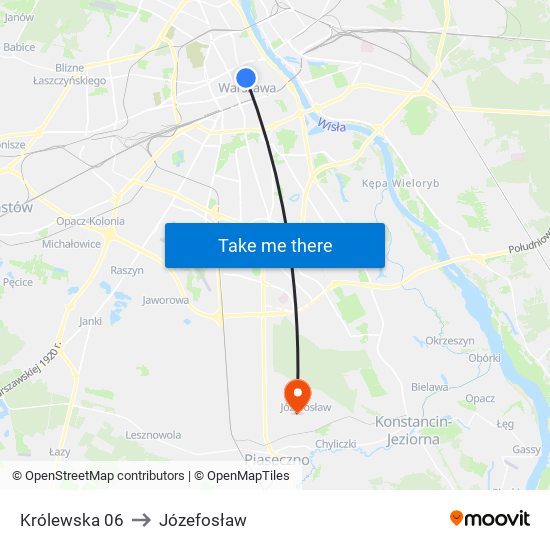 Królewska 06 to Józefosław map