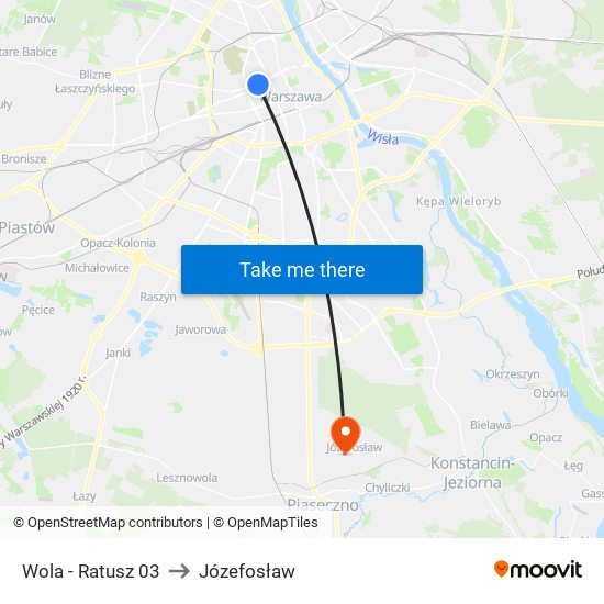 Wola - Ratusz 03 to Józefosław map