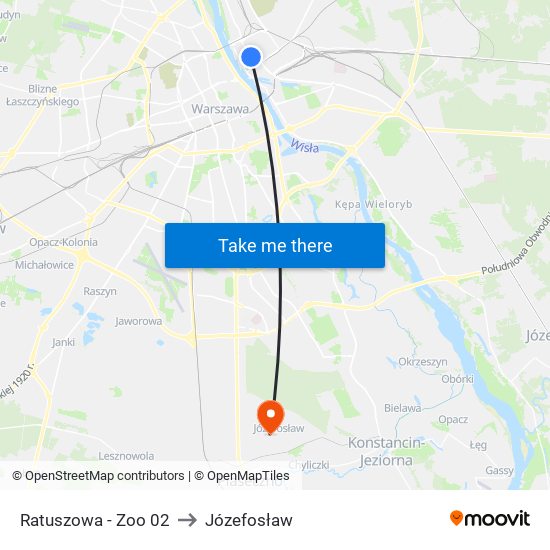 Ratuszowa - Zoo 02 to Józefosław map
