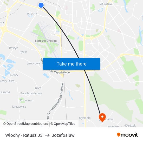 Włochy-Ratusz to Józefosław map