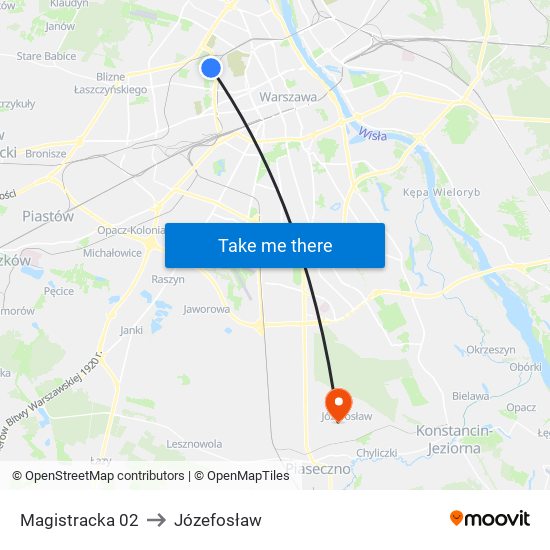 Magistracka 02 to Józefosław map