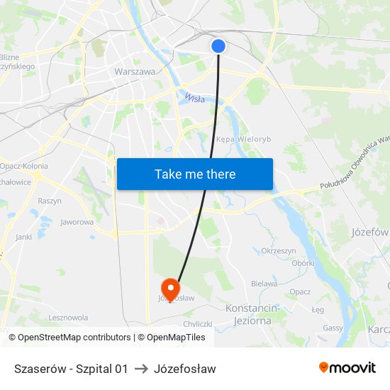 Szaserów - Szpital 01 to Józefosław map