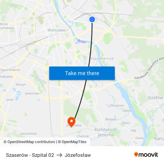 Szaserów - Szpital 02 to Józefosław map