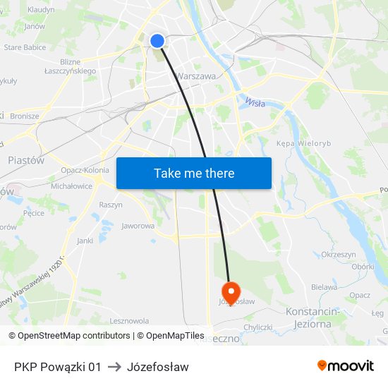 PKP Powązki 01 to Józefosław map