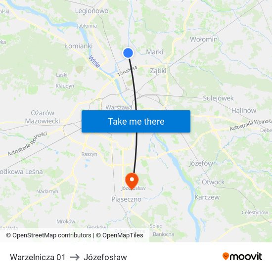 Warzelnicza to Józefosław map