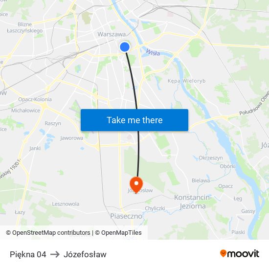 Piękna 04 to Józefosław map