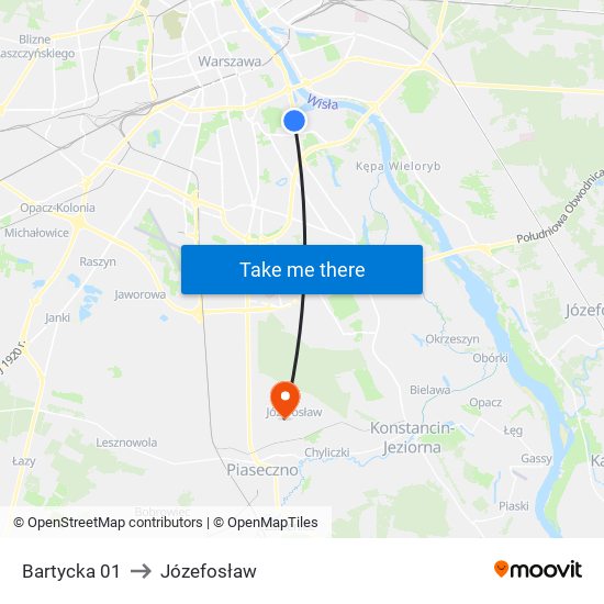 Bartycka 01 to Józefosław map