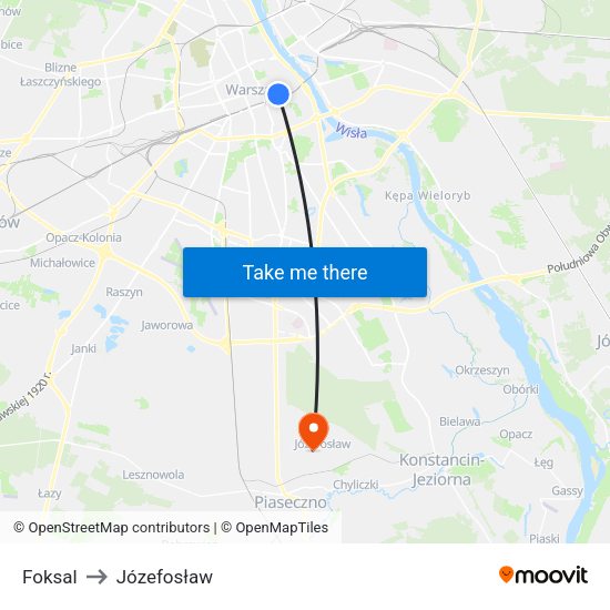 Foksal to Józefosław map