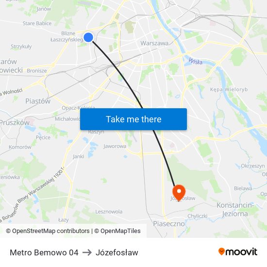 Metro Bemowo 04 to Józefosław map