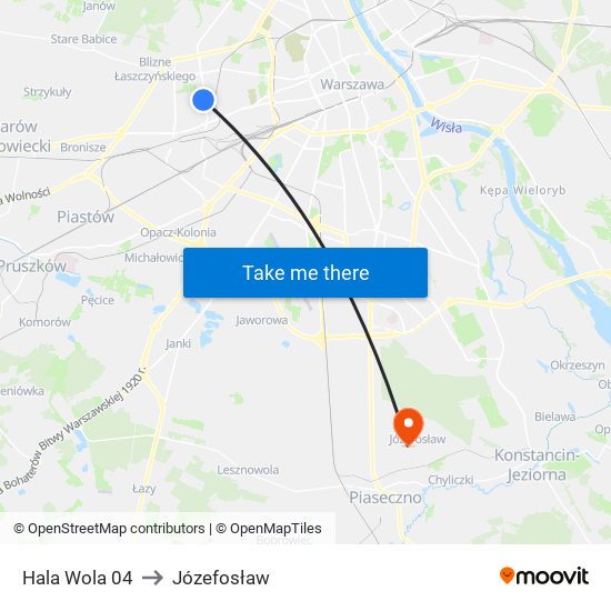 Hala Wola 04 to Józefosław map