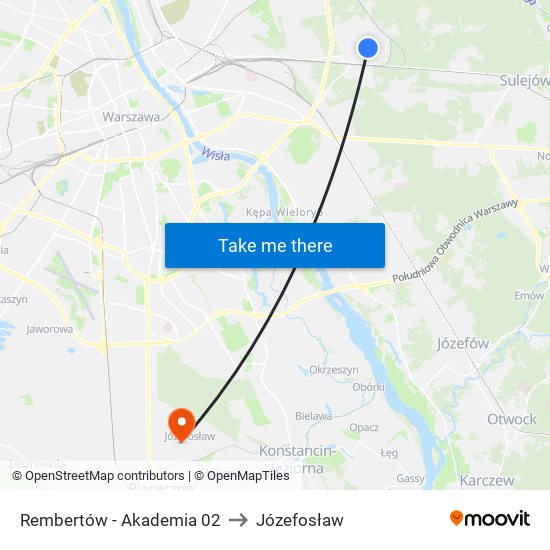 Rembertów - Akademia 02 to Józefosław map