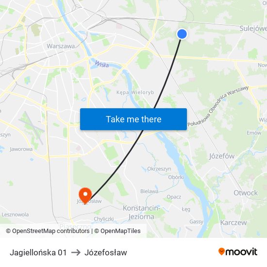 Jagiellońska 01 to Józefosław map