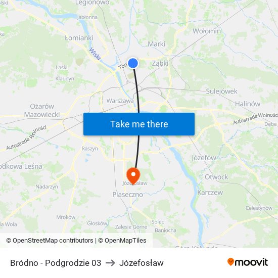 Bródno - Podgrodzie 03 to Józefosław map