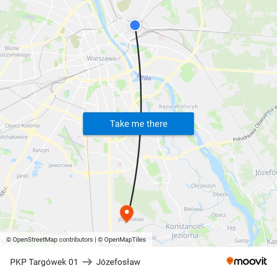 PKP Targówek to Józefosław map