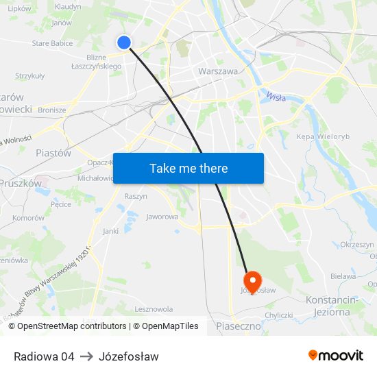 Radiowa to Józefosław map