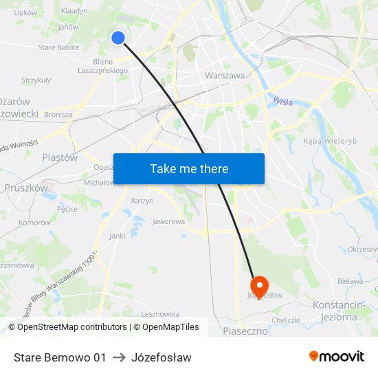 Stare Bemowo 01 to Józefosław map
