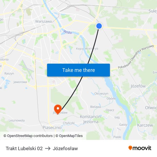 Trakt Lubelski to Józefosław map