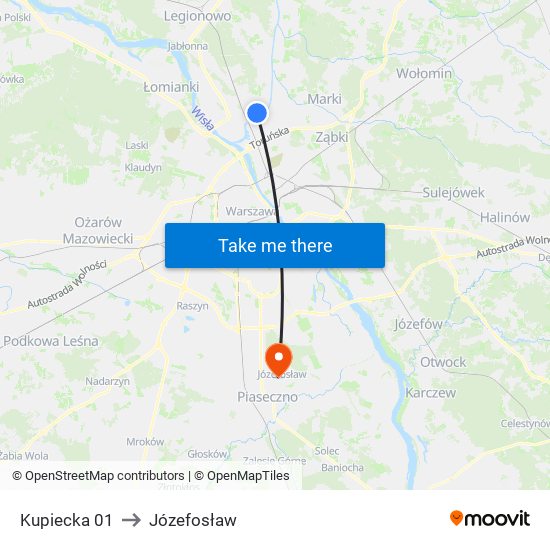 Kupiecka to Józefosław map