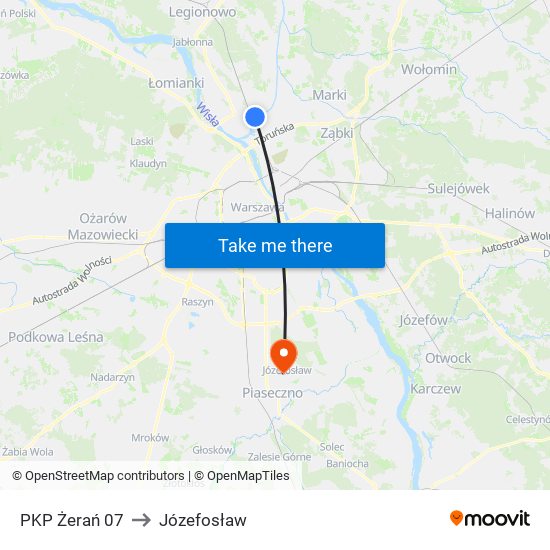 PKP Żerań 07 to Józefosław map