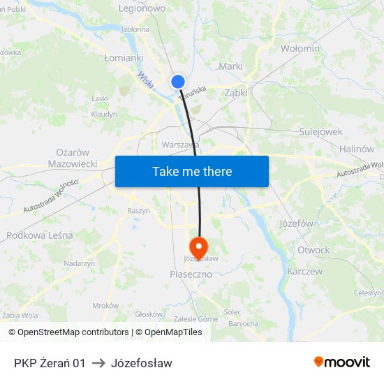 PKP Żerań 01 to Józefosław map