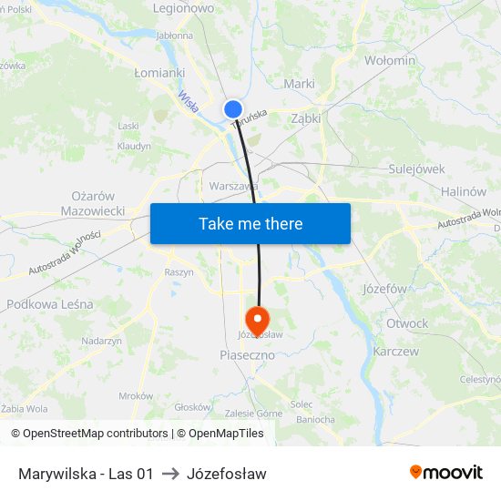 Marywilska - Las 01 to Józefosław map