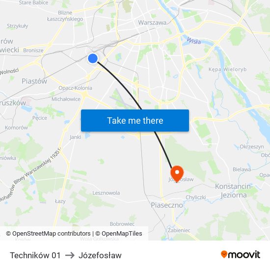 Techników to Józefosław map