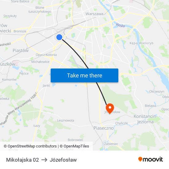 Mikołajska 02 to Józefosław map