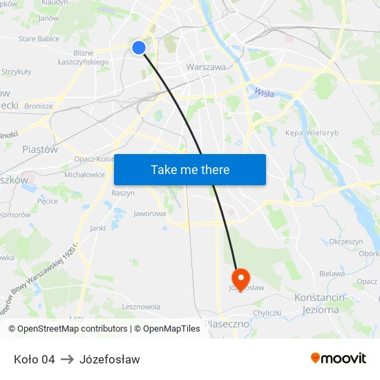 Koło to Józefosław map