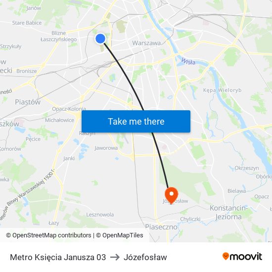 Metro Księcia Janusza 03 to Józefosław map