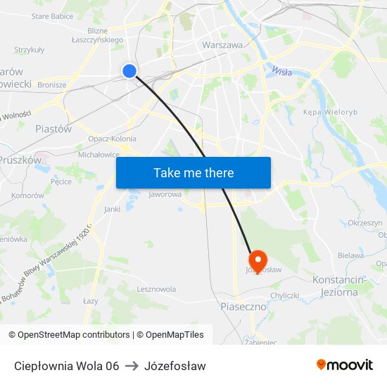 Ciepłownia Wola 06 to Józefosław map