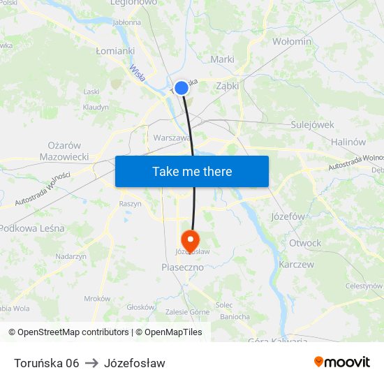 Toruńska 06 to Józefosław map