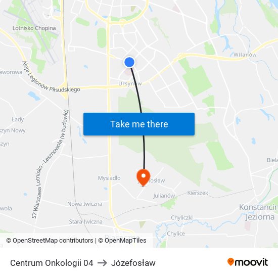 Centrum Onkologii 04 to Józefosław map