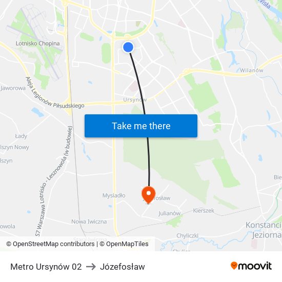 Metro Ursynów 02 to Józefosław map