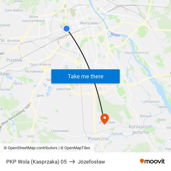 PKP Wola (Kasprzaka) 05 to Józefosław map