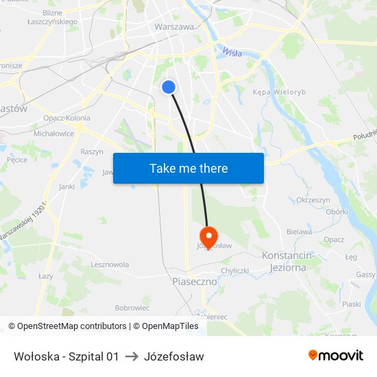 Wołoska-Szpital to Józefosław map