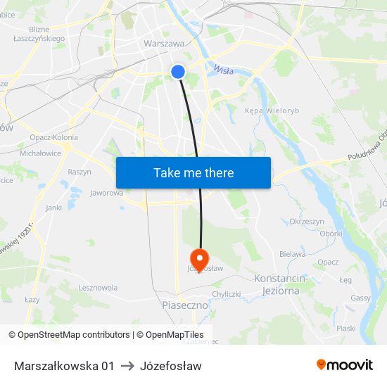 Marszałkowska 01 to Józefosław map