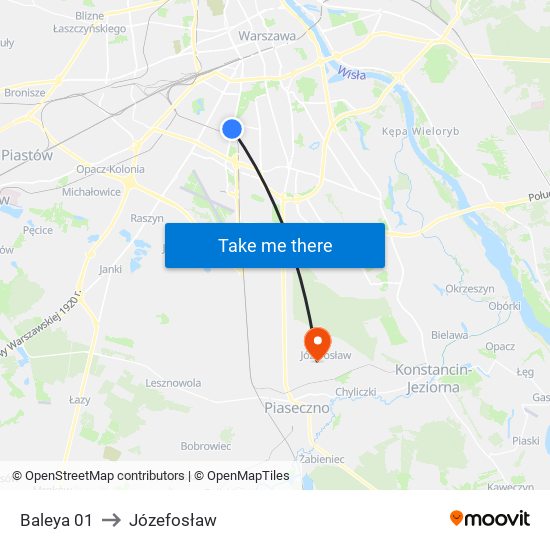 Baleya to Józefosław map