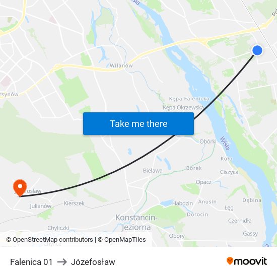 Falenica to Józefosław map