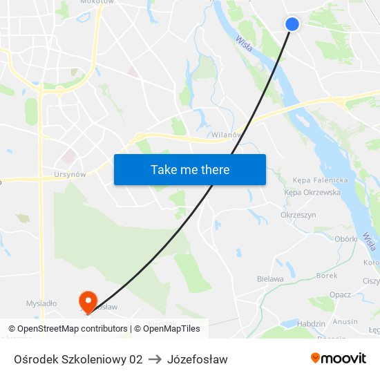 Ośrodek Szkoleniowy 02 to Józefosław map