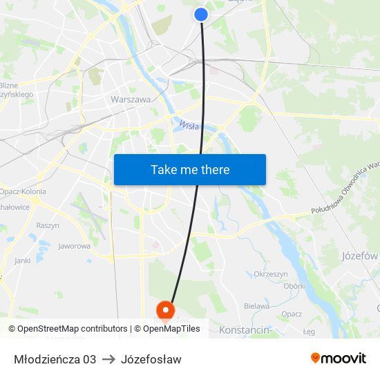 Młodzieńcza 03 to Józefosław map