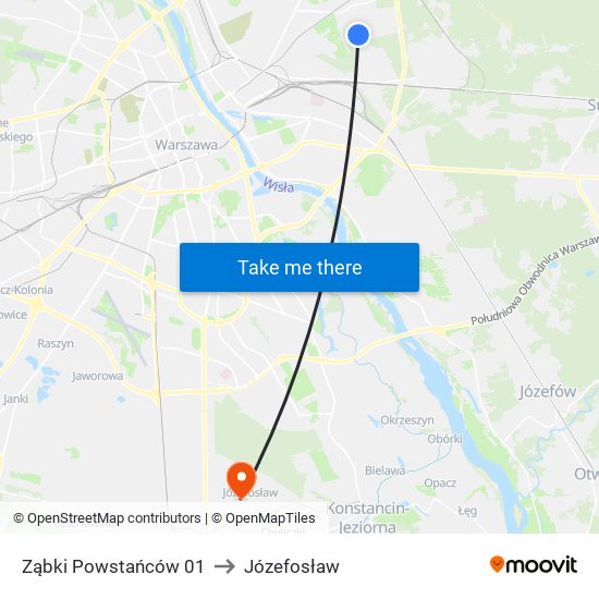 Ząbki Powstańców 01 to Józefosław map