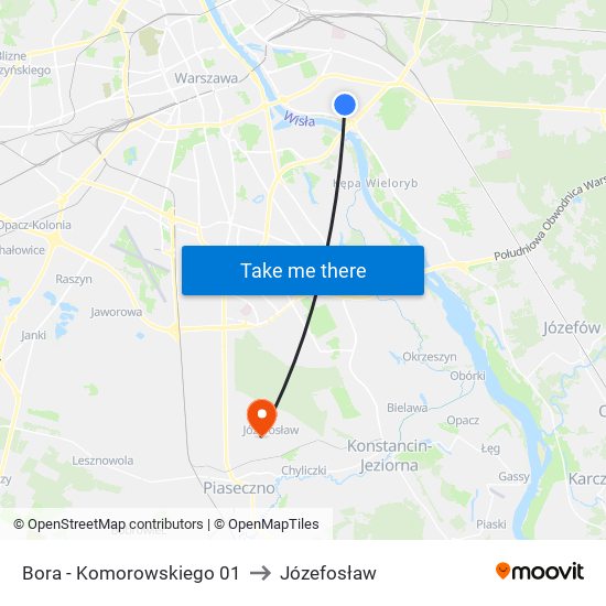 Bora - Komorowskiego 01 to Józefosław map