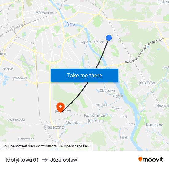 Motylkowa 01 to Józefosław map