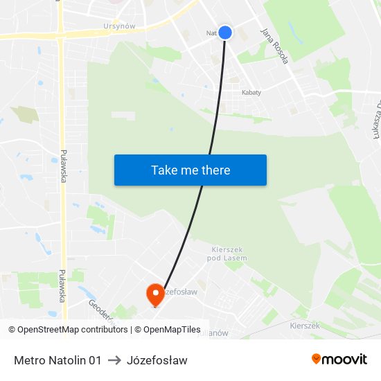 Metro Natolin 01 to Józefosław map