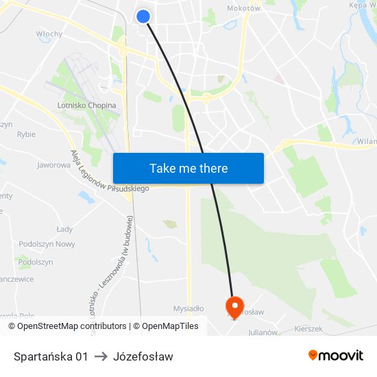 Spartańska 01 to Józefosław map