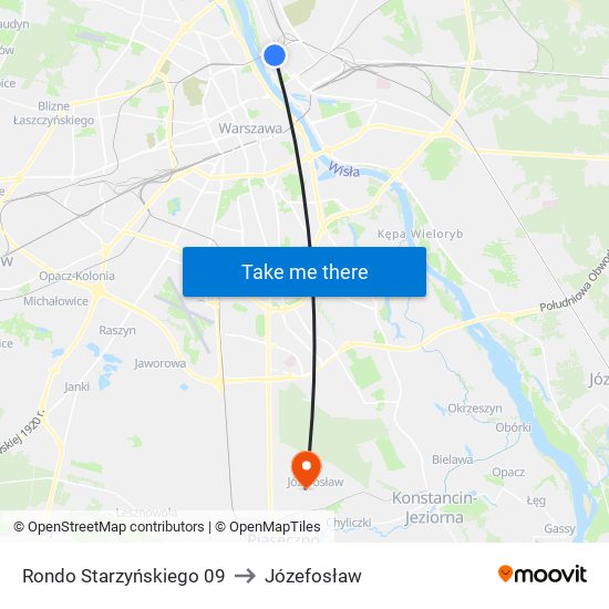 Rondo Starzyńskiego to Józefosław map